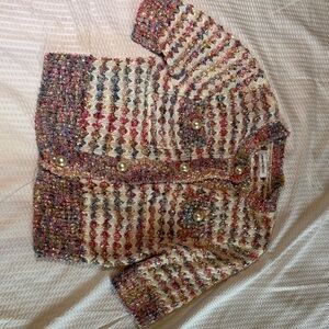 Multicolor Button Down Tweed Shirt